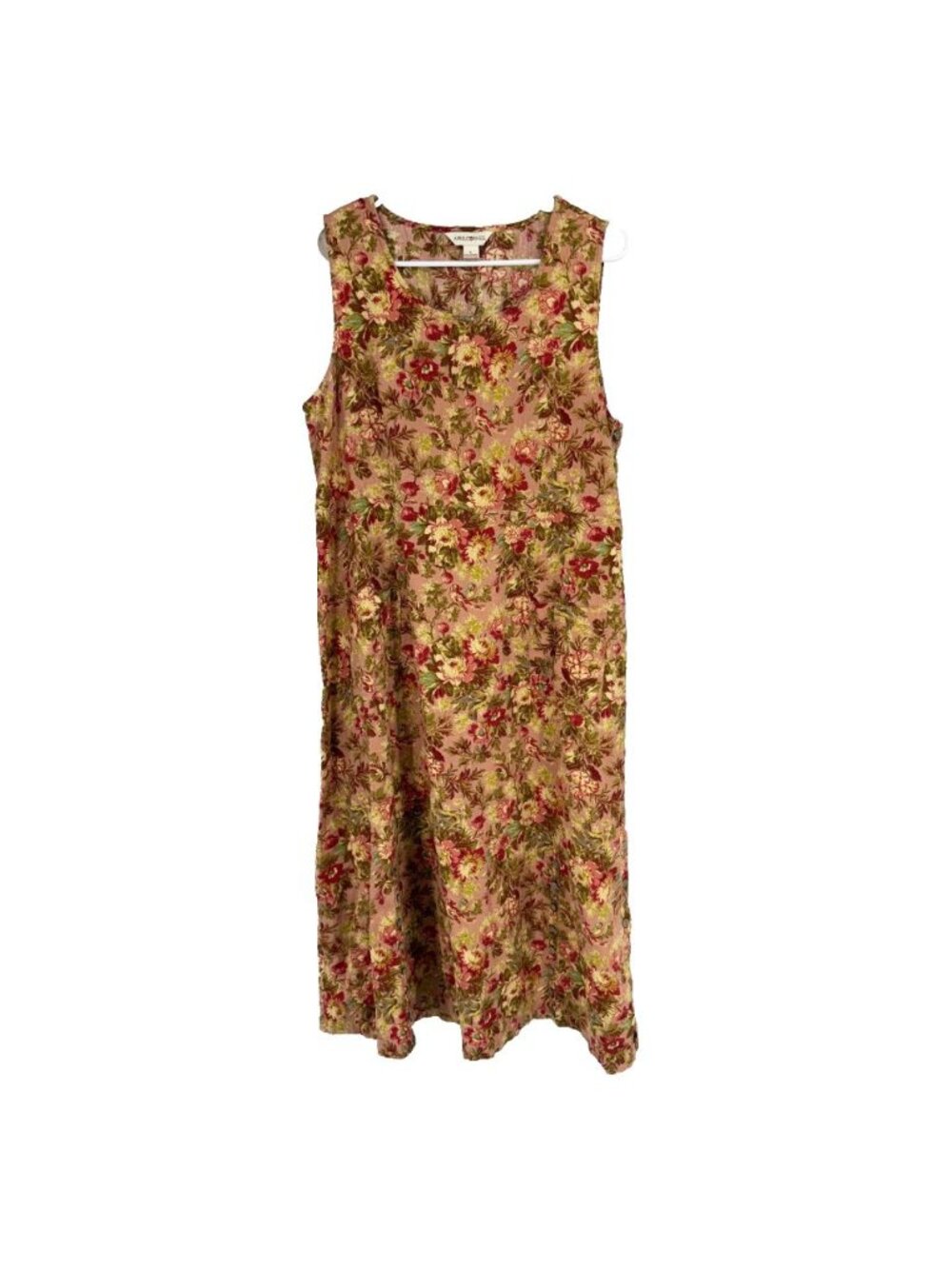 April Cornell Women L Floral Midi Dress Cottagecore Prairie Tie Waist Boho Bird